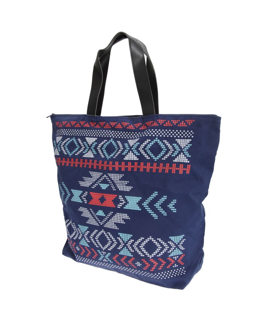Image for FLOSO Womens/Ladies Cotton Rich Aztec Print Top Handle Handbag (Navy)