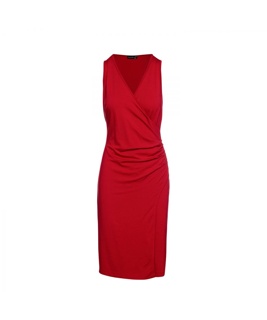 Image for Wrap Style Sleeveless Dress in Red