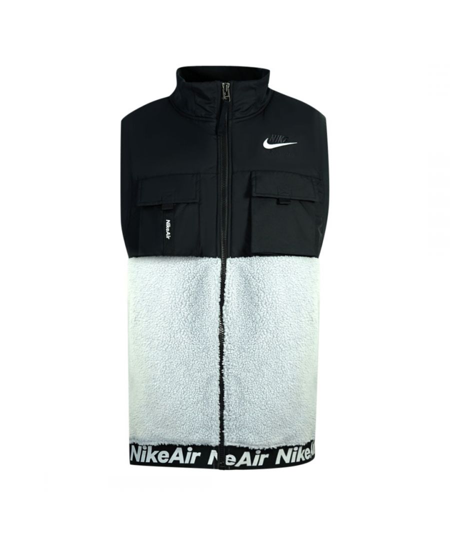 Nike Mens Air Synt Grey Sherpa Vest Jacket - Size Medium