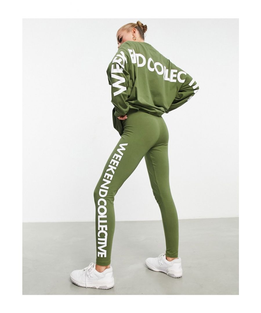 Trousers & Leggings by ASOS WEEKEND COLLECTIVE Basket-worthy find High rise Elasticated waistband Logo print detail Bodycon fit Sold by Asos