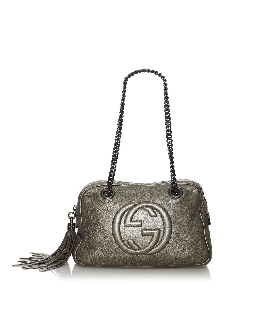 Vintage Gucci Soho Chain Leather Shoulder Bag Gray