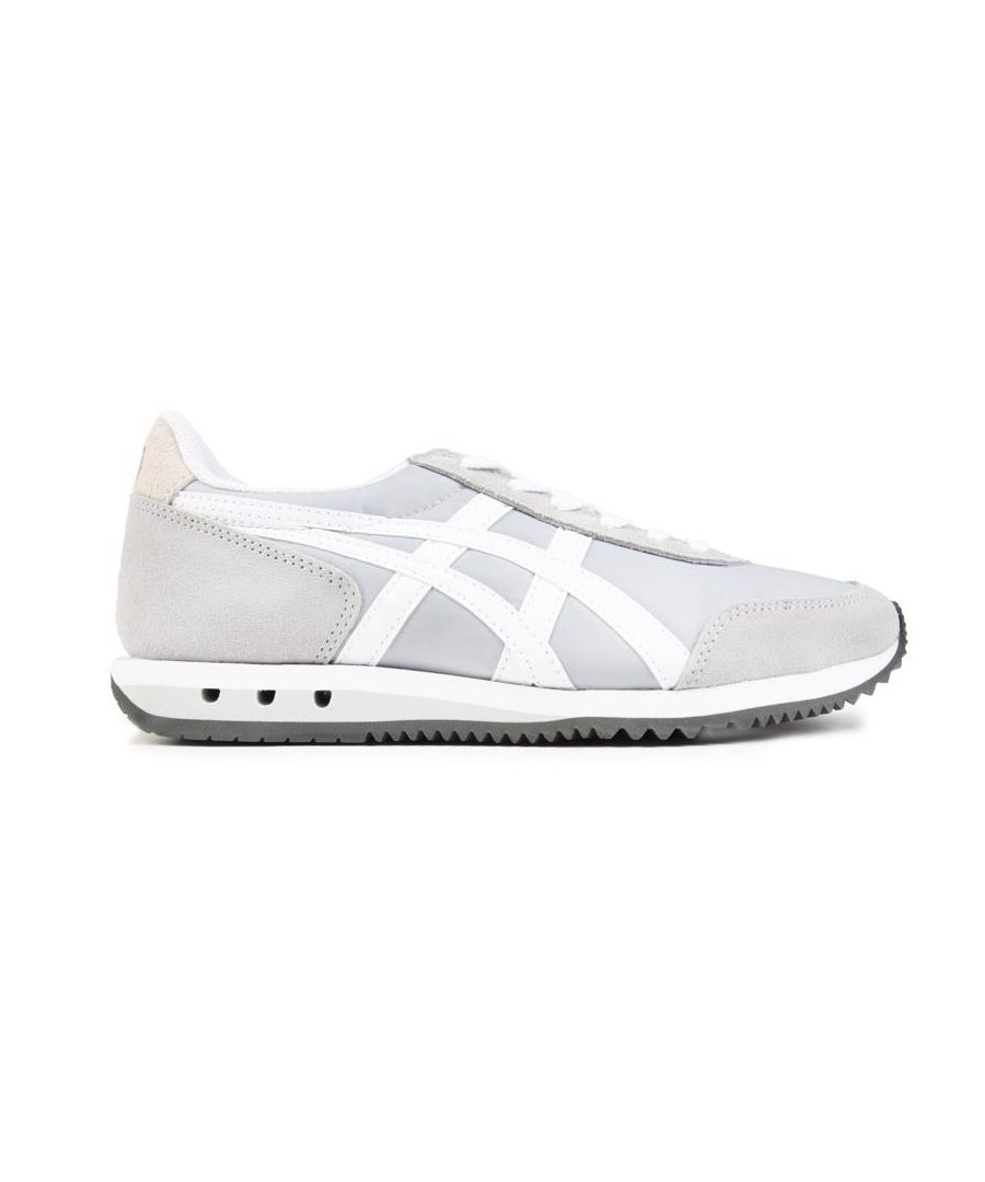 Kids grey Onitsuka Tiger new york trainers, manufactured with nylon and a rubber sole. Featuring: eva sole, side stripe detail and reinforced heel counter.