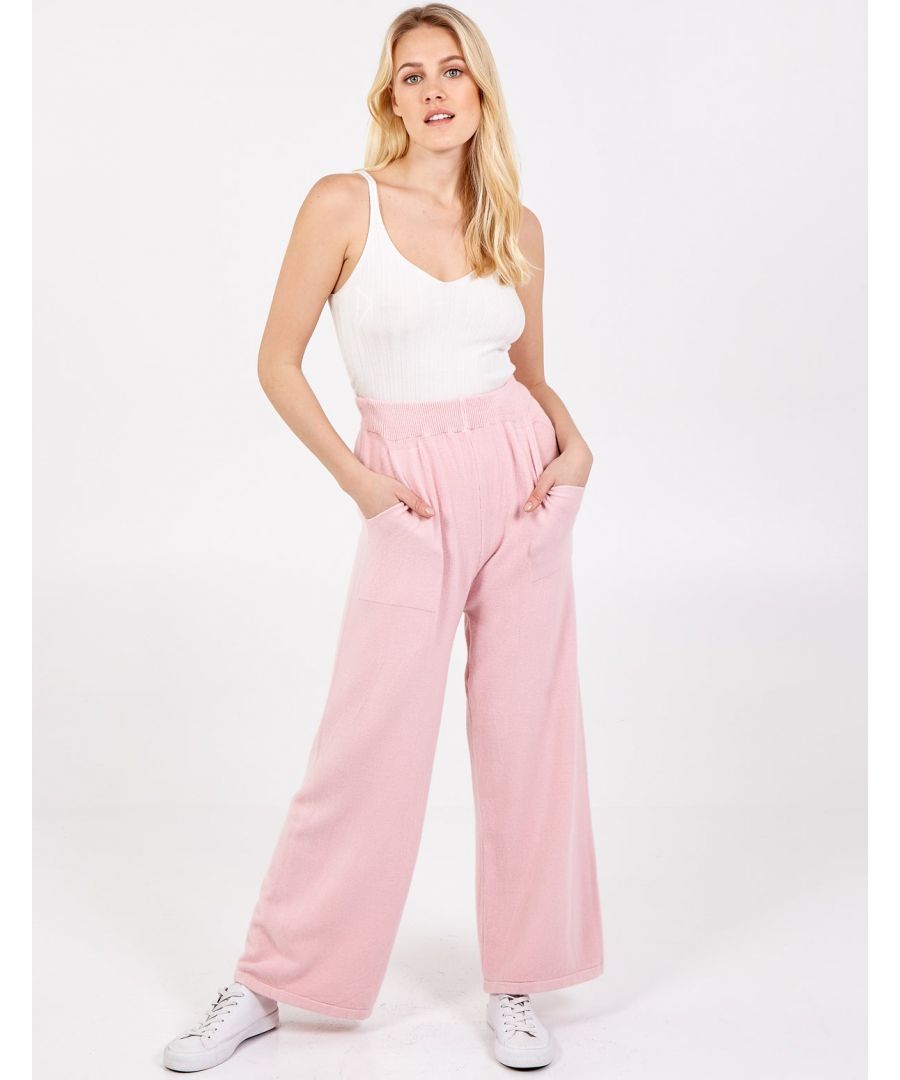 This garment is the perfect addition to your day to day collection. The wide leg fit and knit super soft fabrics makes these trousers look super comfy. Can be worn casually with a white T shirt., These super relaxed joggers come in one size that fits UK 8-14\n52% Viscose 22% Polyamide 26% PBTMachine washable, Elasticated waistbandApprox length 100 cmUnfastened\n, 