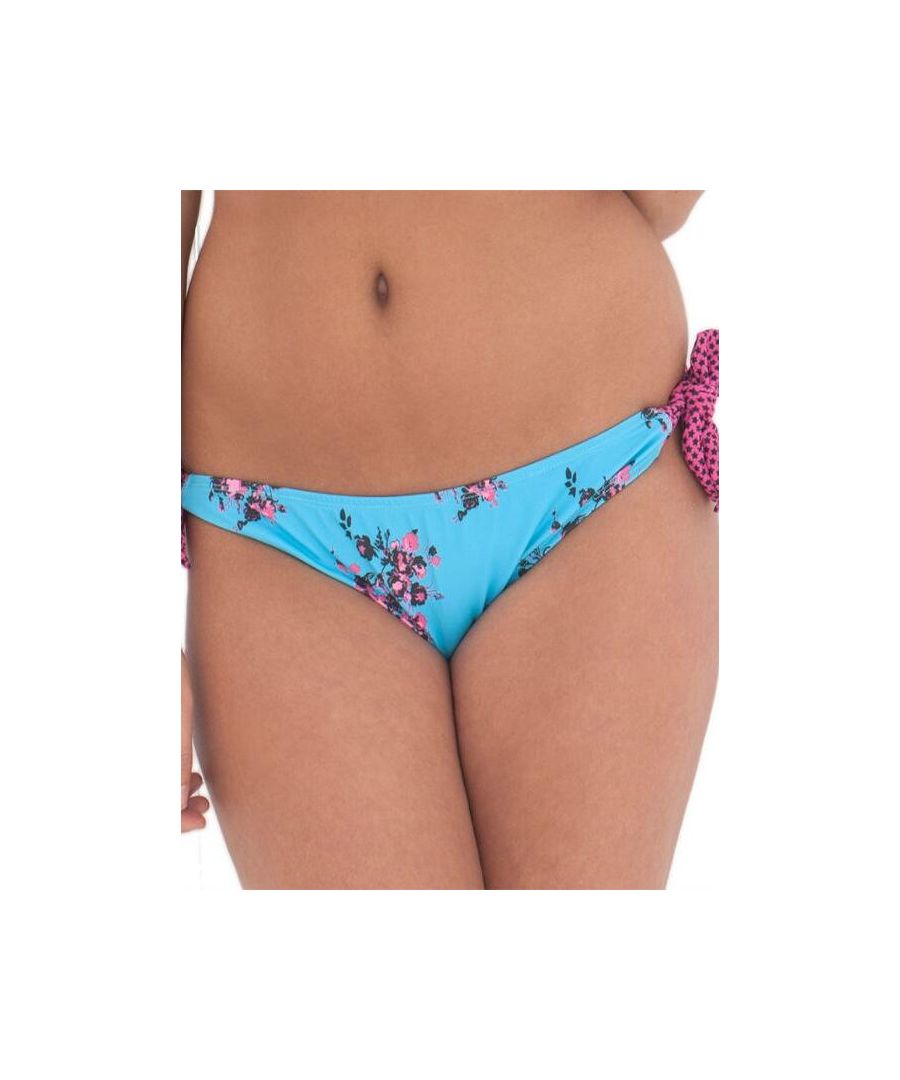 Curvy Kate Womens Beach Bloom Ruffle Tie Side Brief Topaz/Floral - Blue - Size 4XL