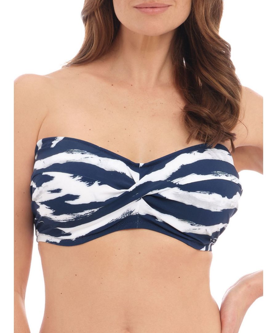 Fantasie Womens Lindos Twist Bandeau Bikini Top Ink - Blue Nylon - Size 32D