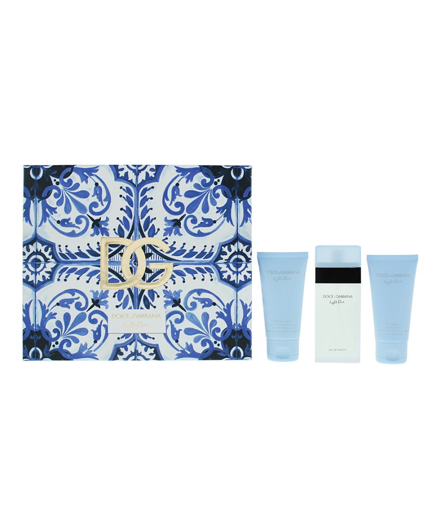Light Blue by Dolce and Gabbana is a Floral Fruity fragrance for women launched in 2001. The joy of living the Light Blue Mediterranean life. This colourful, fresh, floral fruity Eau de Toilette reflects the sensuality of the Mediterranean lifestyle. A timeless design inspired by the classic Dolce and Gabbana parfum, Light Blue shape is confident but always very feminine. Its light blue cap evokes the clear skies of the Mediterranean. The bottle itself is strong, reflecting today's modern woman. Top notes are Sicilian Lemon, Apple, Cedar and Belflower; middle notes are Bamboo, Jasmine and White Rose with base notes are Cedar, Musk and Amber.