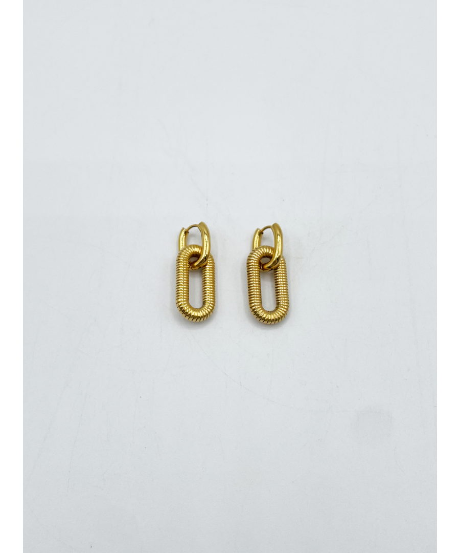Svnx Women's Gold Ribbed Oval Double Hoop Earrings In - Image 2
