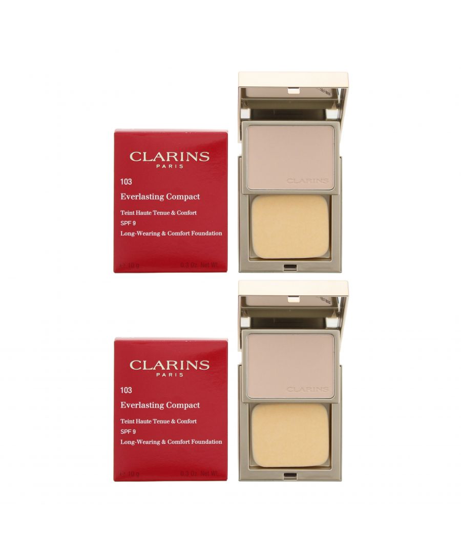 Clarins Womens Everlasting Compact No.103 Ivory Foundation 10g SPF 9 x 2 - NA - One Size