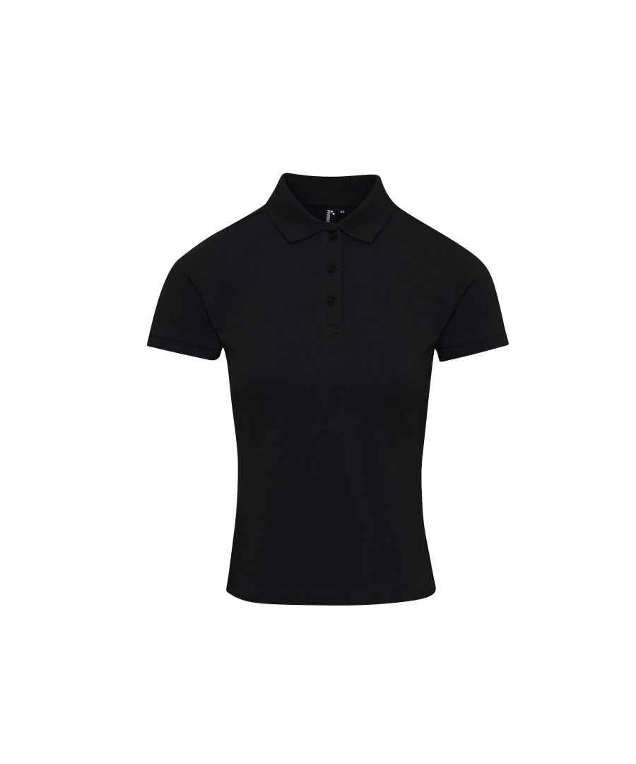 Premier Unisex Womens/Ladies Coolchecker Plus Piqu Polo With CoolPlus (Black) - Size Medium