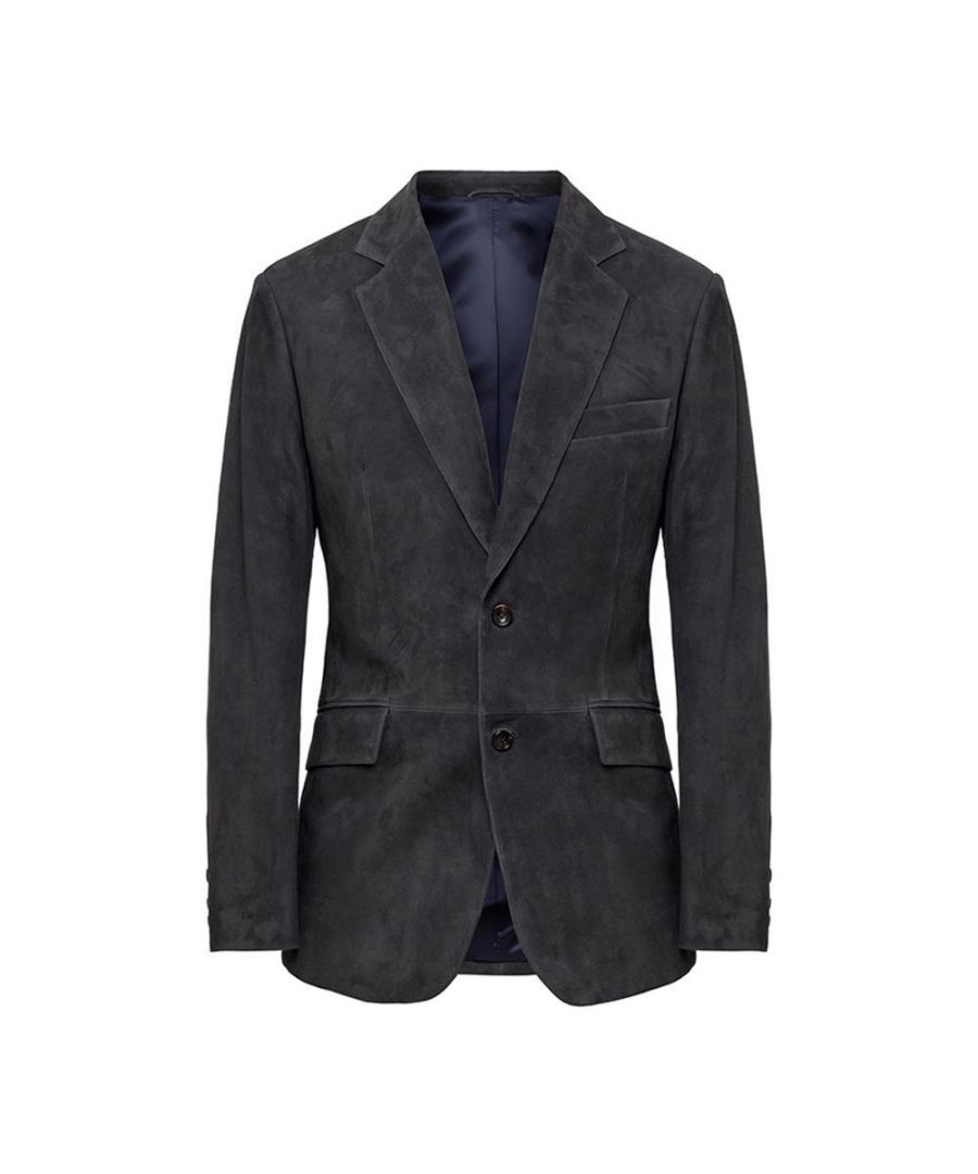 Image for Men's Hackett, Mayfair Suede Leather Blazer in Dark Grey