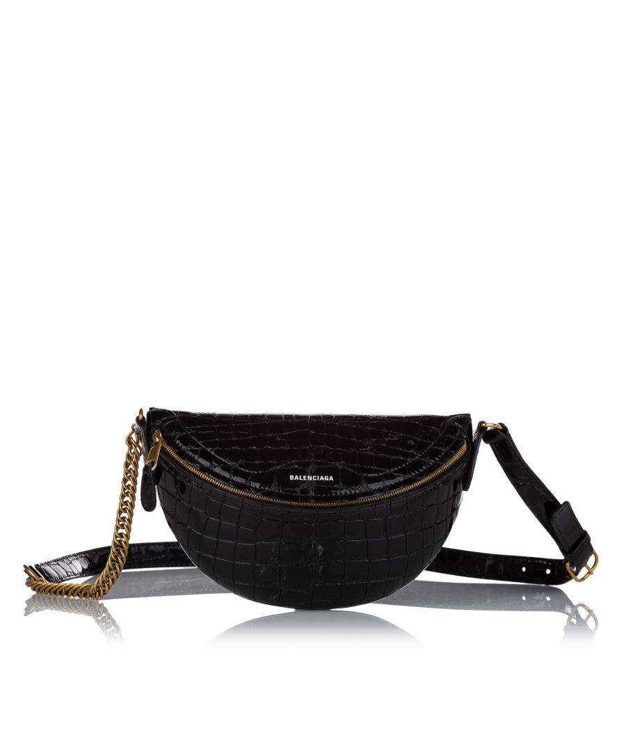Image for Vintage Balenciaga Souvenir Embossed Patent Leather Belt Bag Black