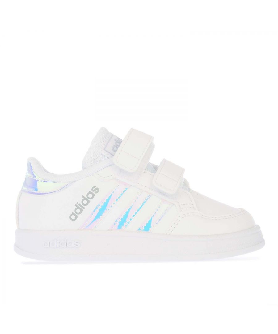Infant adidas Breaknet Trainers in white.- Synthetic upper.- Hook-and-loop strap closure.- Iridescent details. - EVA sockliner. - Rubber outsole. - Synthetic upper  Textile lining  Synthetic sole. - Ref.: GW2327I