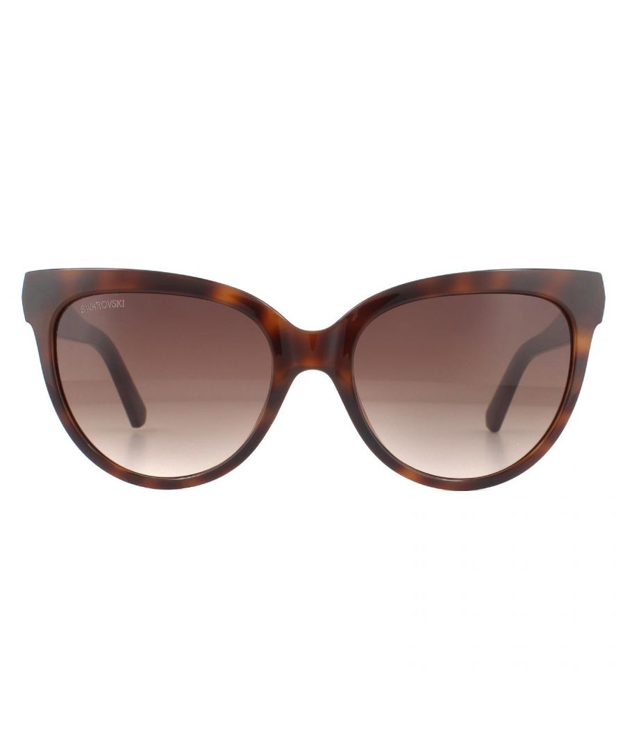 Swarovski Sunglasses SK0187 52F Dark Havana Brown Gradient are a chunky cat eye style crafted from lightweight acetate and embellished with Swarovski crystal detailing on the temples.