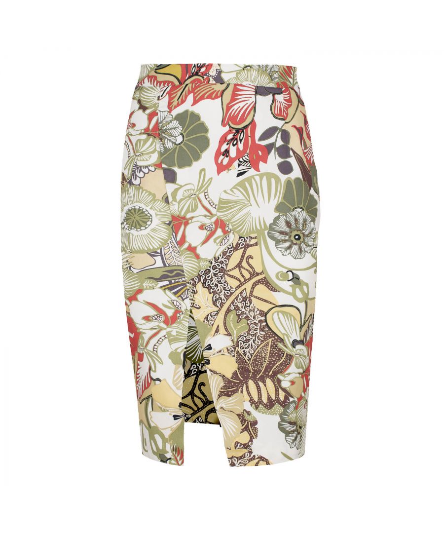Image for Floral Cotton Pencil Skirt in Earthy Shades