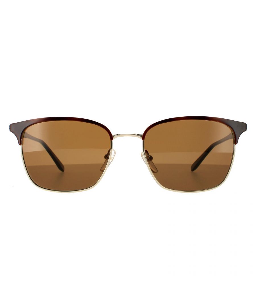 Salvatore Ferragamo Square Mens Havana Shiny Gold With Black Brown Sunglasses SF180S are Salvatore Ferragamo's take on the classic clubmaster style. The adjustable nose pads and slender arms allow for an all round comfortable fit. A subtle Ferragamo logo features on both the temples for a stylish look.