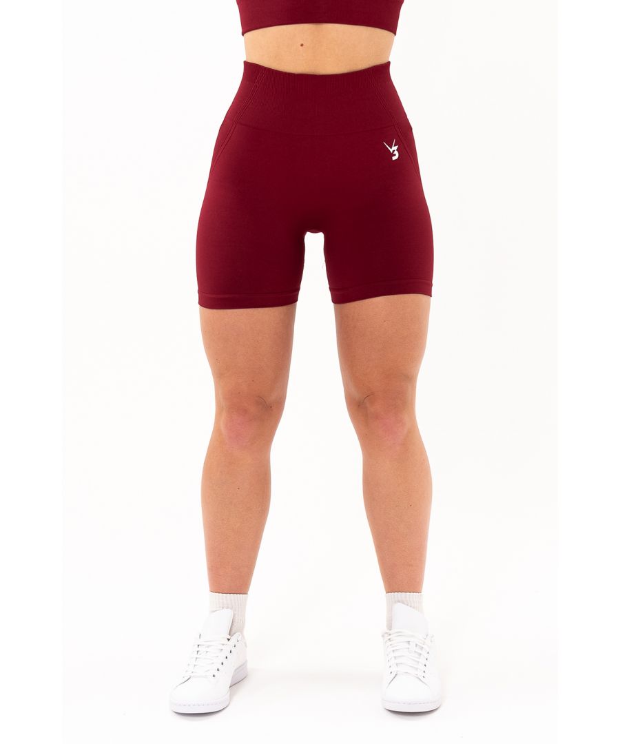 V3 Apparel Womens Tempo Seamless Scrunch Shorts - Burgundy Red Polyamide - Size Small