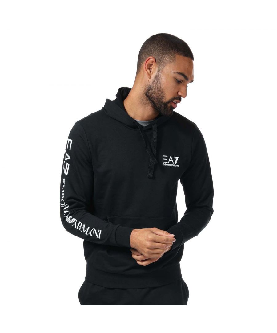 Emporio Armani EA7 Fundamental sportieve katoenen hoodie voor heren, zwart
