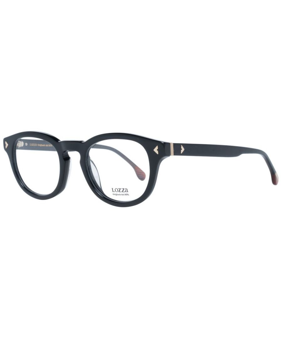 lozza unisex black acetate round glasses with demo lenses - one size