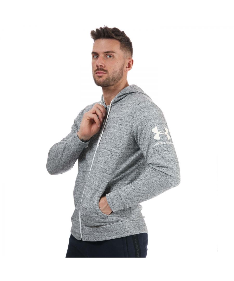 Under Armour UA Rival badstoffen hoodie met rits voor heren, wit-grijs