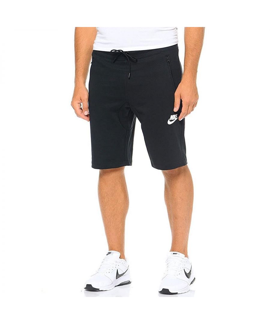 Nike Mens Fleece Sweat Shorts.\nJersey Fabric with Double Weave for Warmth and Soft Feeling.\nCotton-poly Fleece Boasts a Soft Hand.\nElastic Waist with Exterior Drawstring.\nSecure Zip Hand Pockets.\nButton Secured Pocket at Right Rear.\nInseam Gusset Allows a Wider Range of Movement.\nBody 56% Cotton, 44% Polyester, Pocket Bags 100% Polyester.