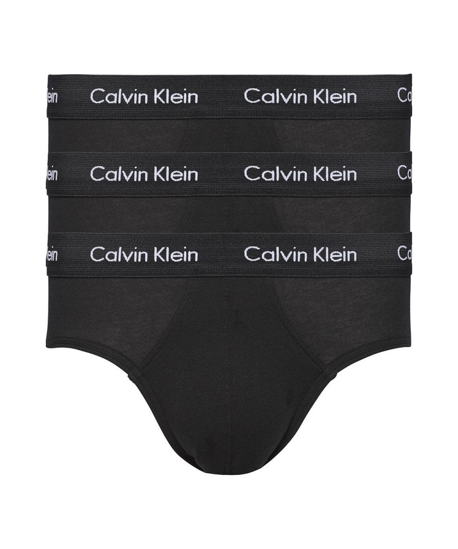 Calvin Klein 3 Pack Men's Hip Briefs. Calvin Klein's iconic underwear is produced with high quality cotton and the range offers a perfect blend of breathability and comfort.