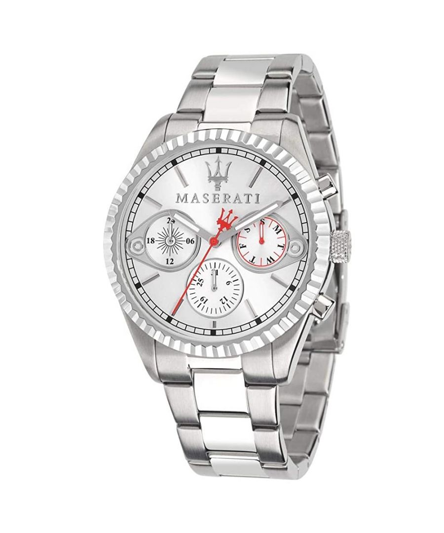 Stijlvol heren horloge van het merk Maserati. Het horloge heeft een polsbandje dat ook kleiner gemaakt kan worden, de kast heeft een diameter van 43 mm en het uurwerk is van Quartz.  Merk: MaseratiModelnaam: R8853100017 (43mm)Categorie: heren horlogeMaterialen: edelstaalKleur: zilver