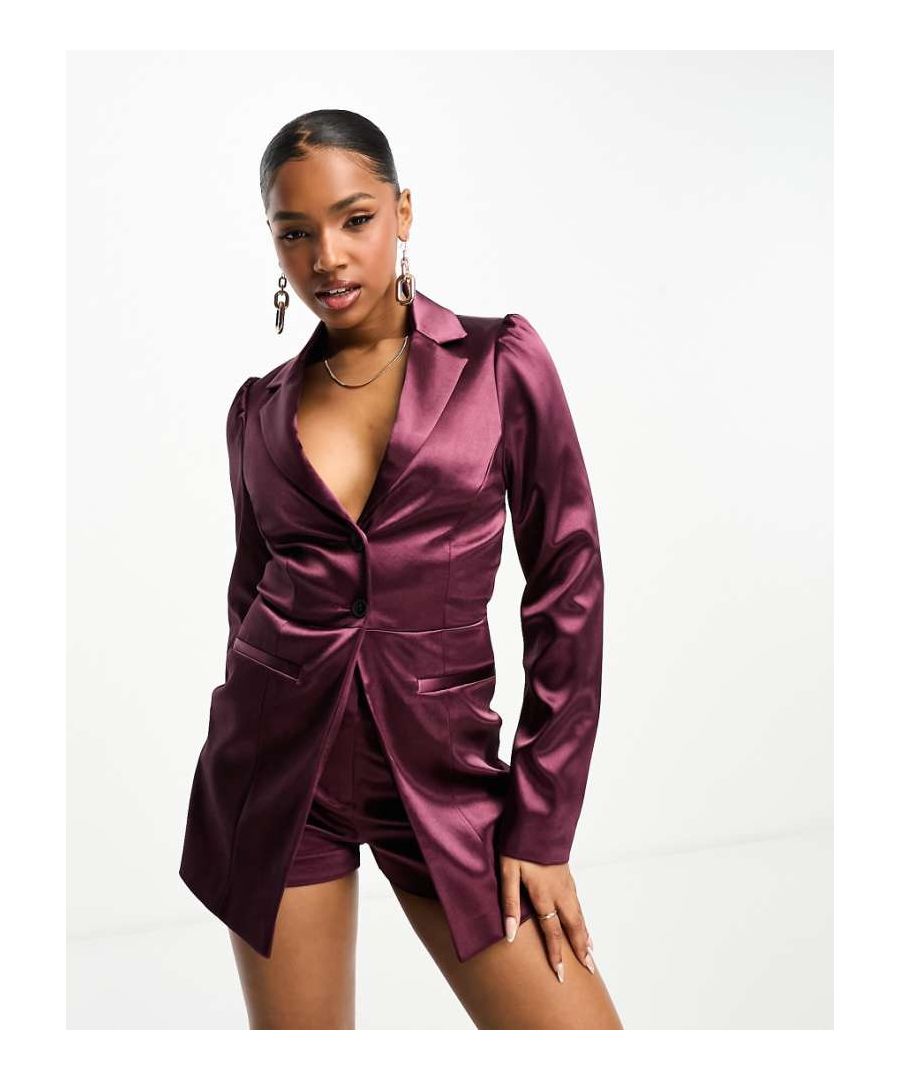 Miss Selfridge Womens Satin Going Out Blazer Playsuit In Cherry Red-Purple - Size 18 Uk