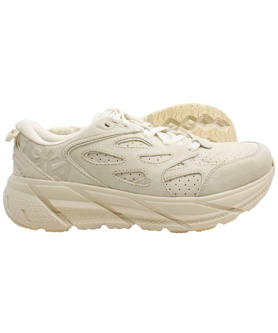 Hoka One One One Clifton L Unisex Beige Trainers - Size UK 9