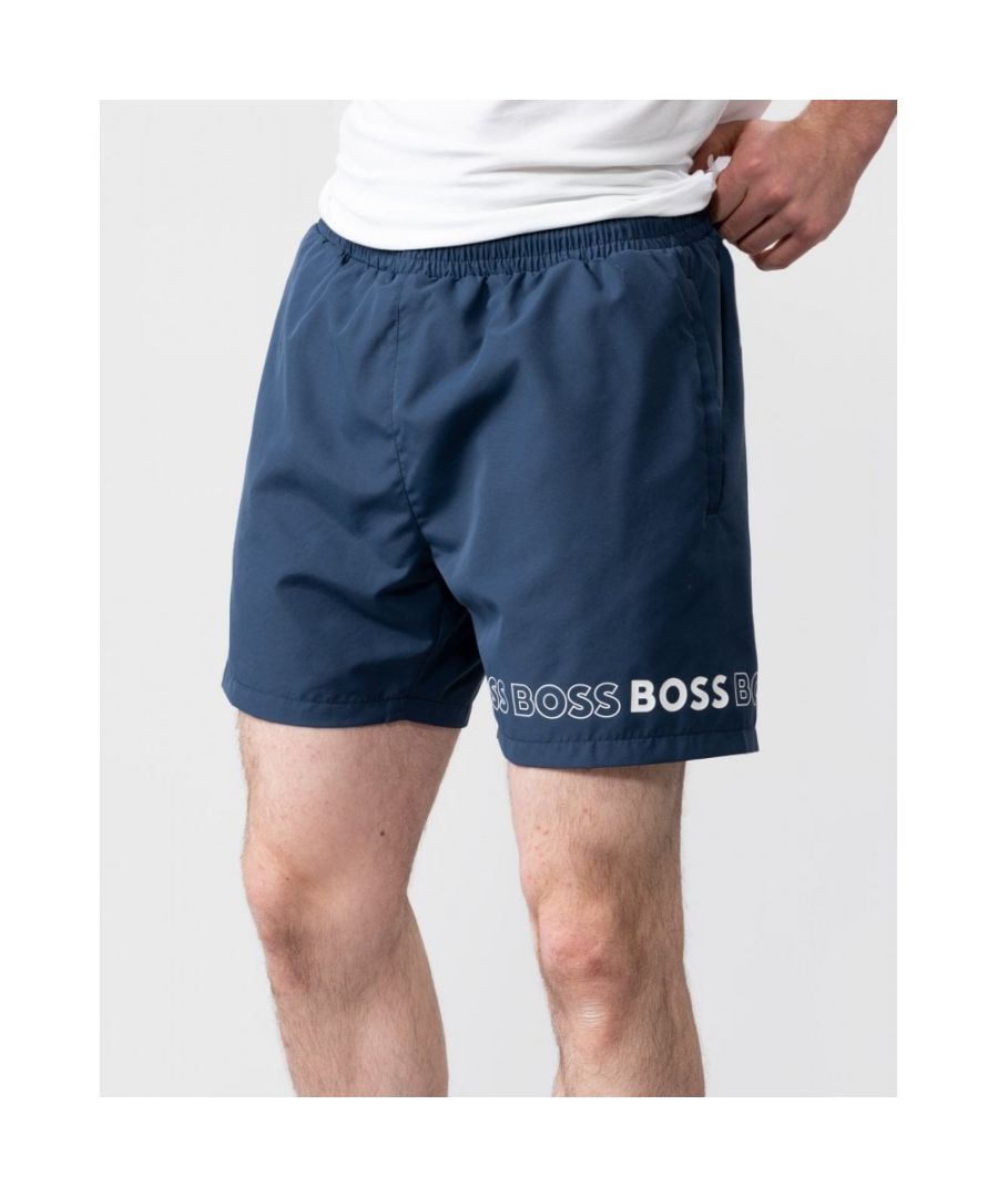 Boss Orange Dolphin Recycled Material Mens Swim Shorts - Navy Recycled Polyester - Size X-Large