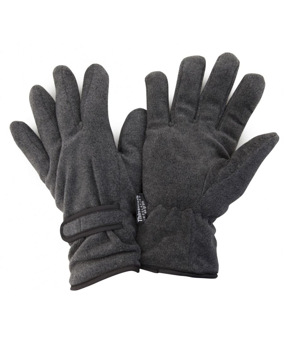 Image for FLOSO Mens Thinsulate Winter Thermal Fleece Gloves (3M 40g) (Grey)