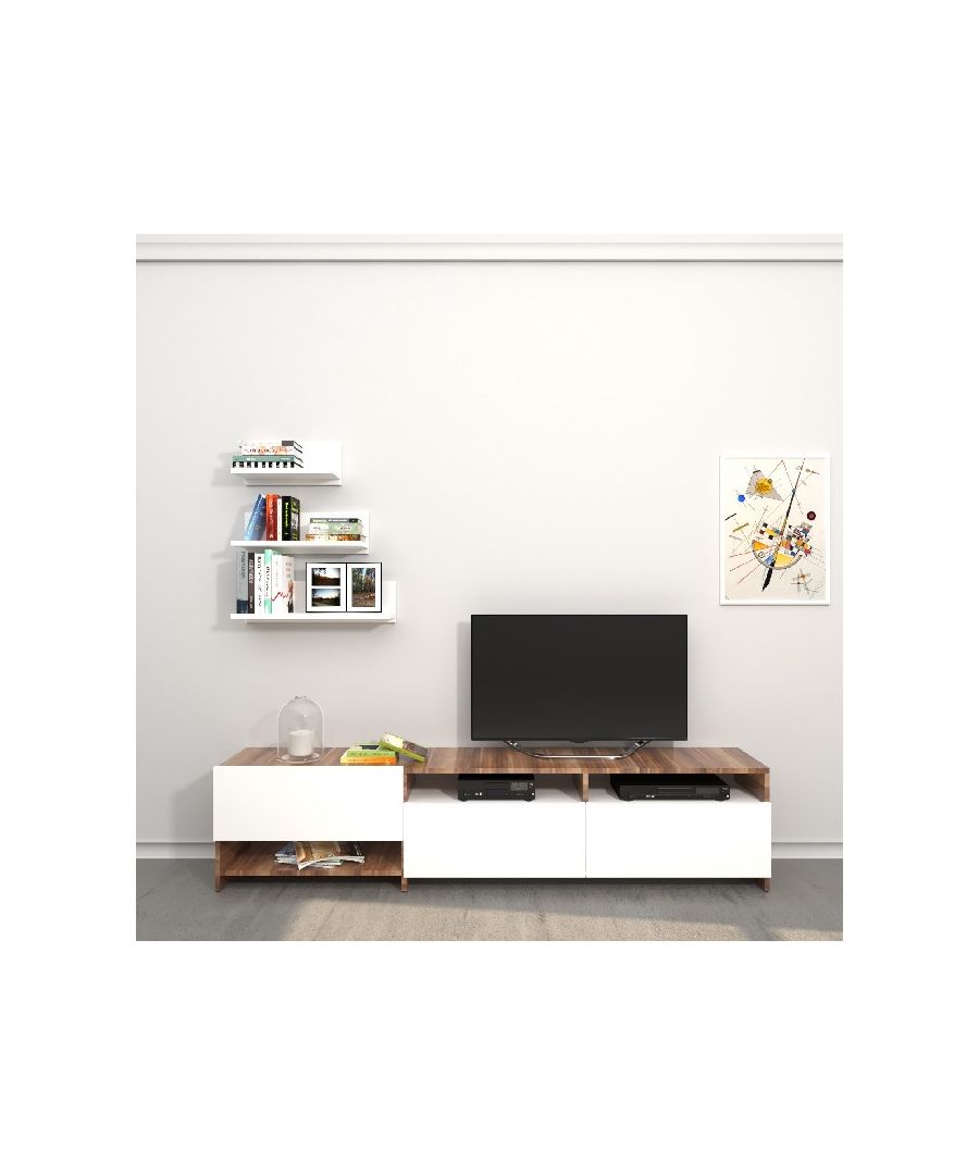 Image for HOMEMANIA Campbell TV Stand, in White, Wood