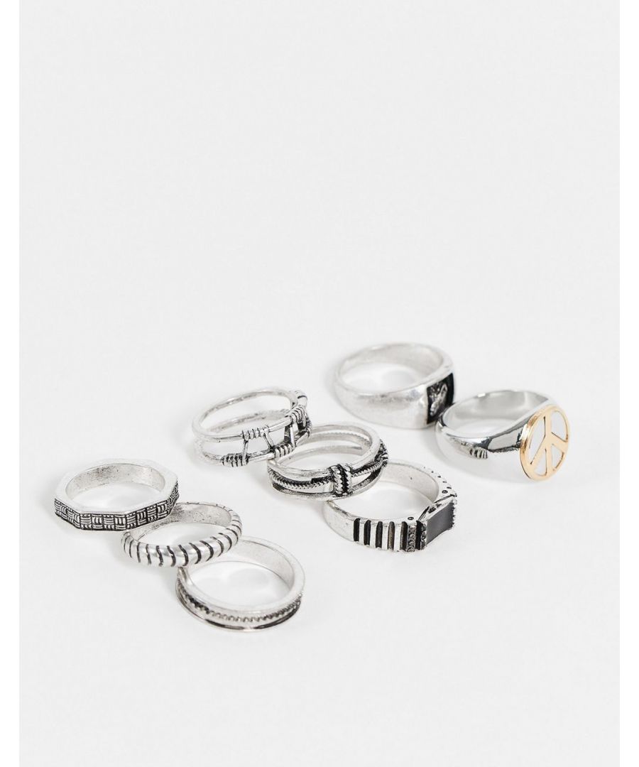 Ring multipack by ASOS DESIGN Accessorising is the best part Pack of eight Mixed designs Assorted bands Burnished finishes  Sold By: Asos