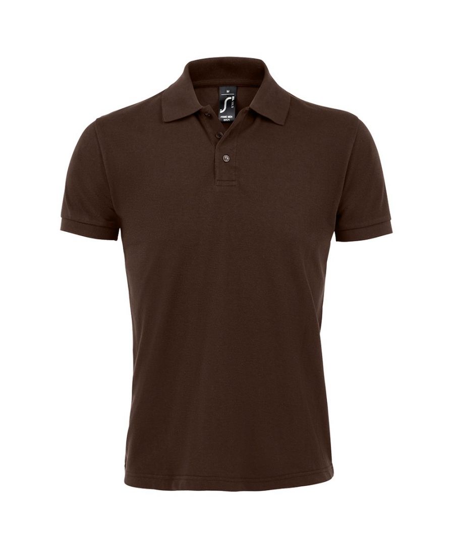 Image for SOLs Mens Prime Pique Plain Short Sleeve Polo Shirt (Chocolate)