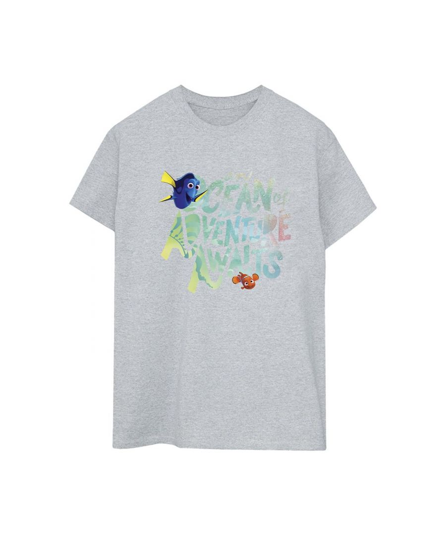 Disney Womens/Ladies Finding Dory Ocean Of Adventure Cotton Boyfriend T-Shirt (Sports Grey) - Light Grey - Size 4XL