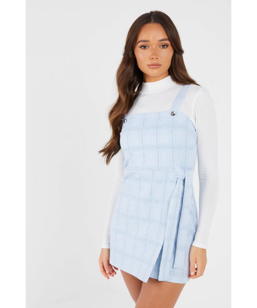 Image for Blue Check Wrap Pinafore Dress