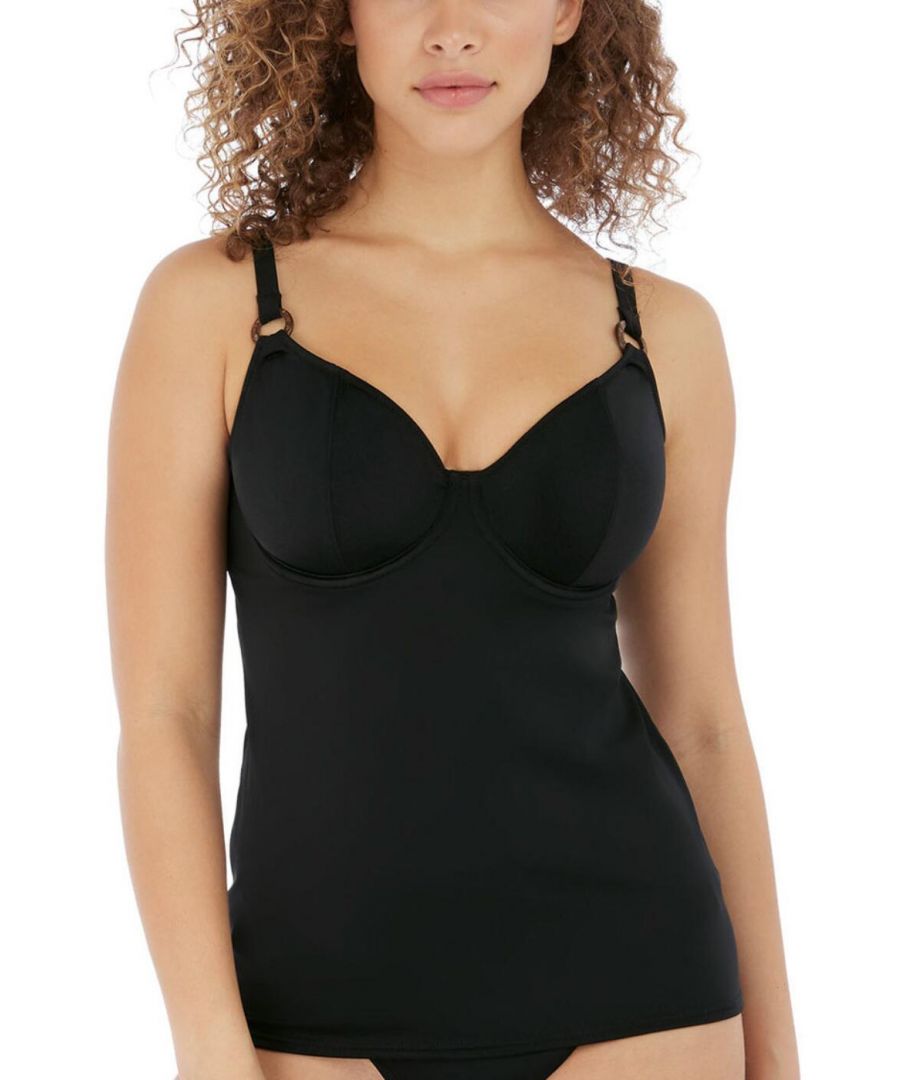 Freya Womens Coco Wave Tankini Top - Black Polyamide - Size 38G