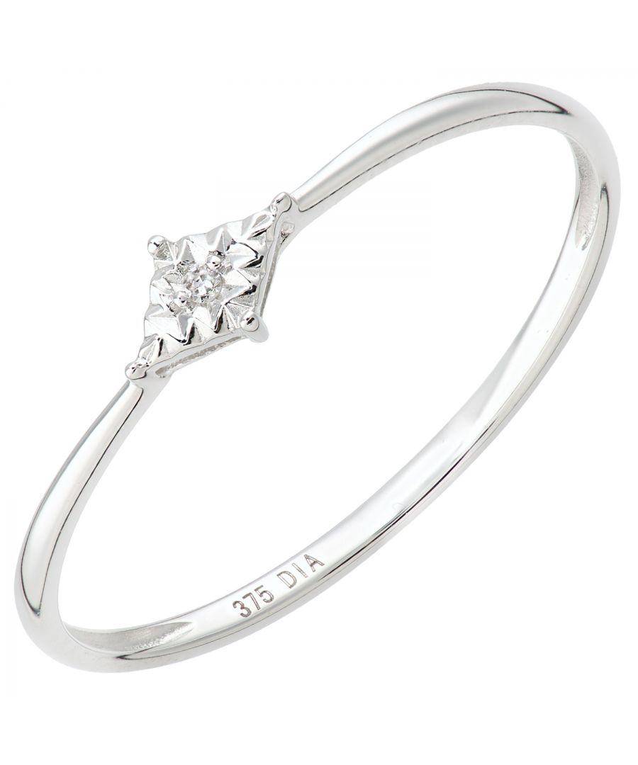 Diamant L'Eternel  Womens 9ct White Gold Diamond Ring - Size Q (Rings)