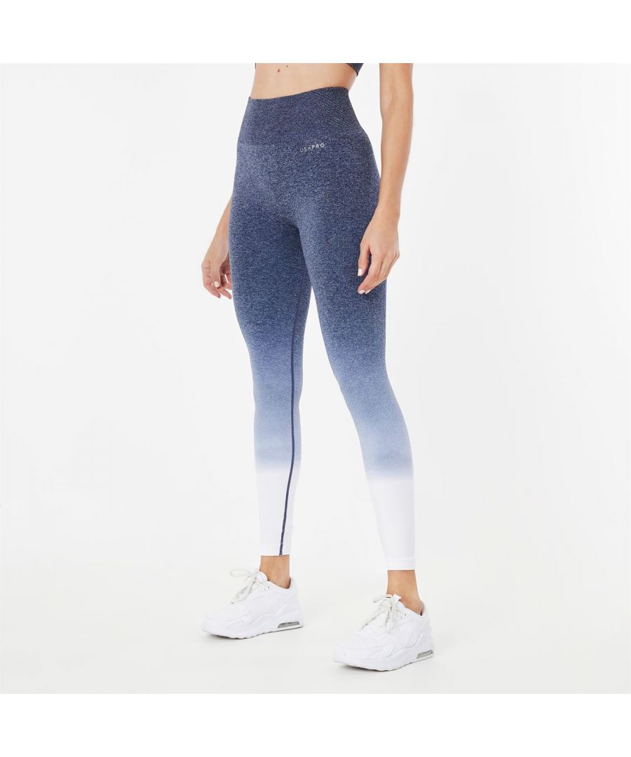 USA Pro Seamless Ombre Leggings - Feel your best in the USA Pro seamless ombre leggings. Stylish and figure-flattering, these high rise leggings will give you the confidence and support you need. Pro-dry fabric and sweat wicking keeps you cool and dry while squat-proof technology means you can feel confident they'll be 100% opaque and stay in place while you train. Style with the ombre sports bra for the ultimate workout co-ord. Key Fabric Features > Pro-dry > Ombre effect > High waisted > Seamless > Marl: 48% nylon, 38% polyester, 13% elastane > Plain: 90% nylon, 10% elastane > Machine washable