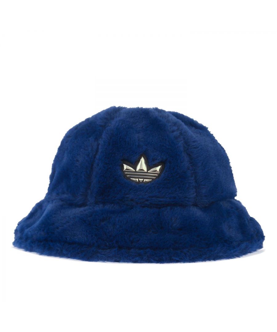 adidas Originals SPRT Faux Fur Bucket Hat in blue.- All-around brim.- Metallic Trefoil on front.- Soft feel. - Shell: 100% Cotton. Sweatband: 100% Polyester. Lining: 80% Polyester  20% Cotton.- Ref: H34560