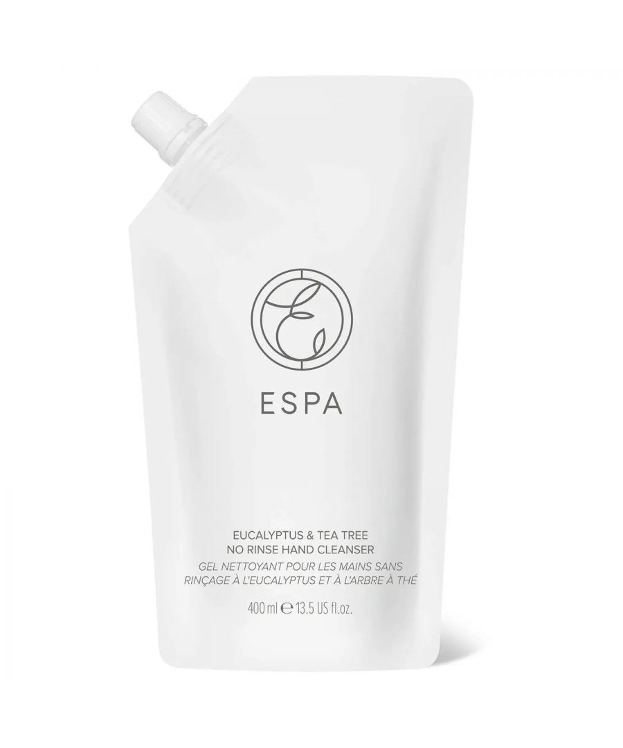 An alcohol-based cleansing hand gel infused with a luxurious blend of pure essential oils including Eucalyptus and Tea Tree. ESPA’s No Rinse Hand Cleanser is perfect to refresh your hands when you’re out and about, leaving skin beautifully cleansed and delicately fragranced.  100% natural fragrance and a quick-drying formulation. \n\nESPA No Rinse Hand Cleanser also contains 60% alcohol content. Health experts including NHS, Public Health England and World Health Organisation all agree that to be effective an alcohol-based cleanser needs at least 60% alcohol content