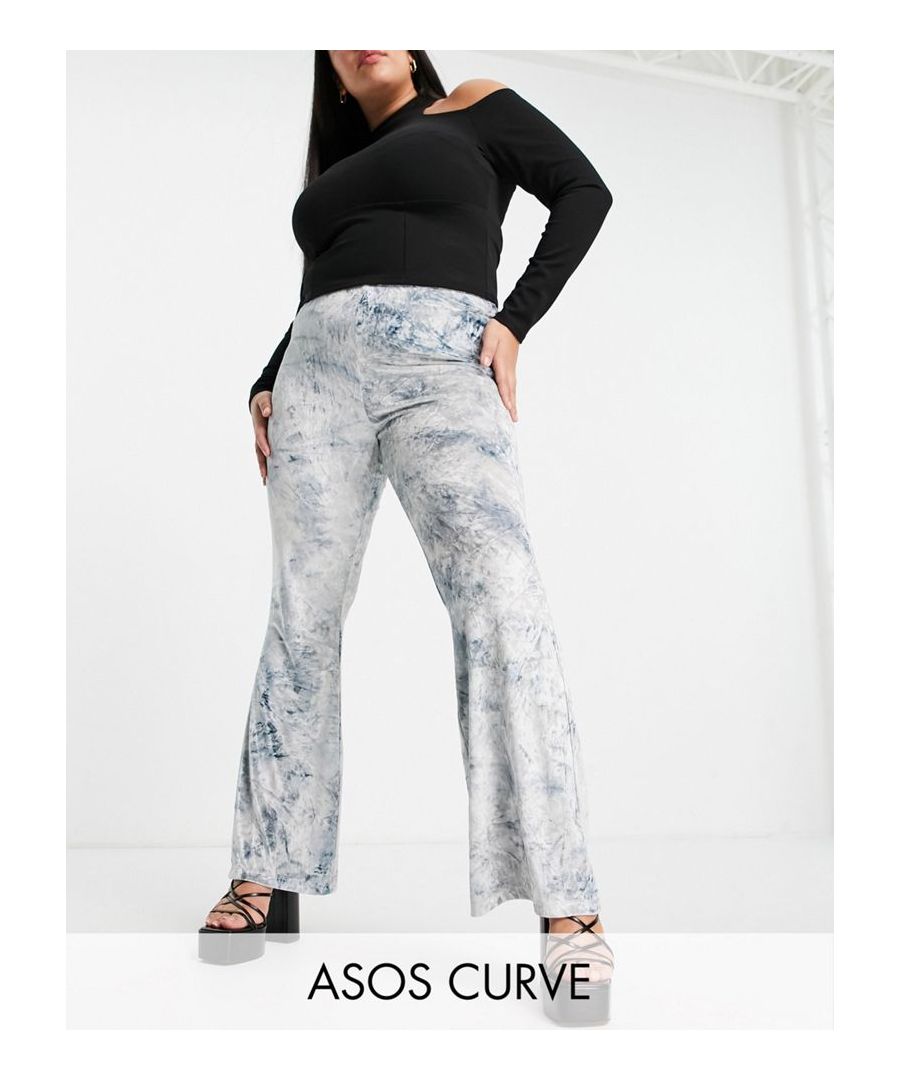 Plus-size trousers by ASOS DESIGN Waist-down dressing High rise Elasticated waist Flared slim fit Sold by Asos