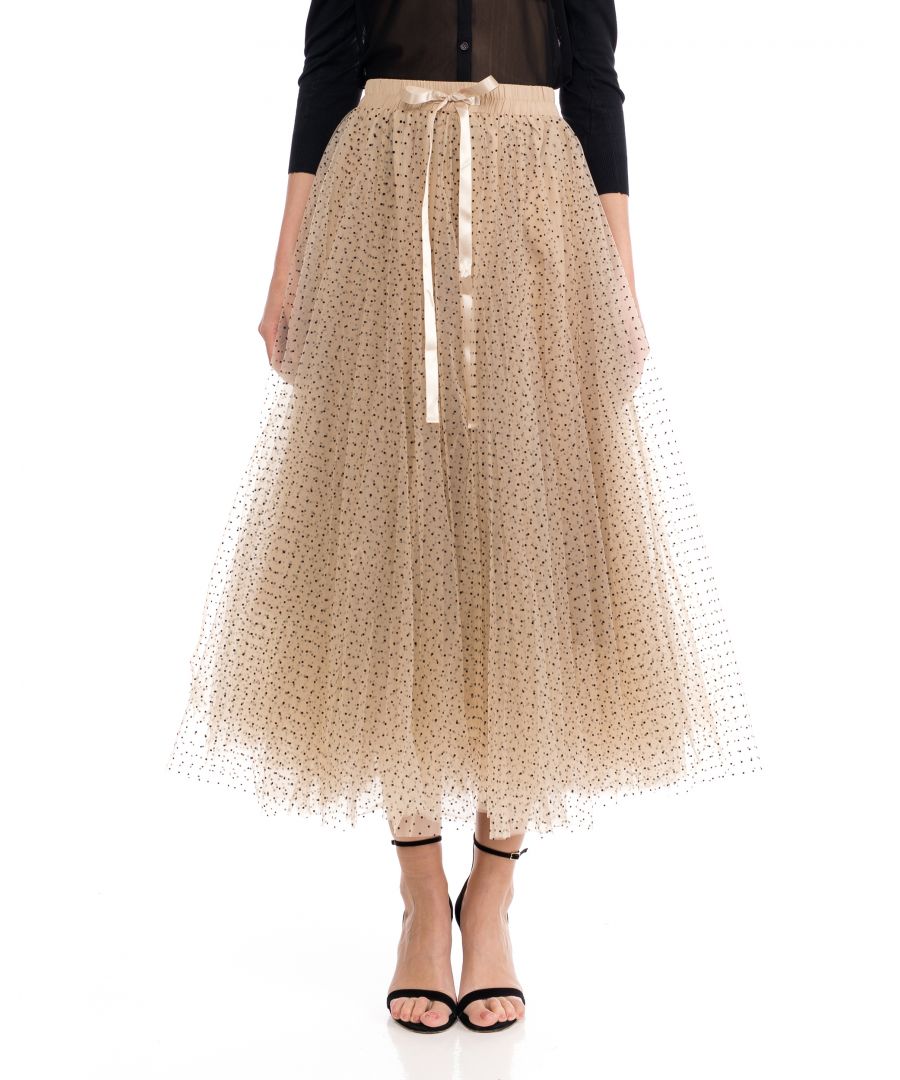 Polka dots A line tulle skirt with ellastic waist