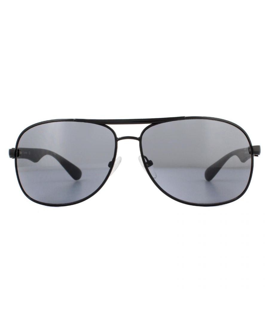 Calvin Klein Square Mens Black Grey CK19315S  Sunglasses are a classic aviator design with large teardrop shaped lenses and double bridge. Plastic temples feature the Calvin Klein logo and adjustable nose pads guarantee a comfortable fit.