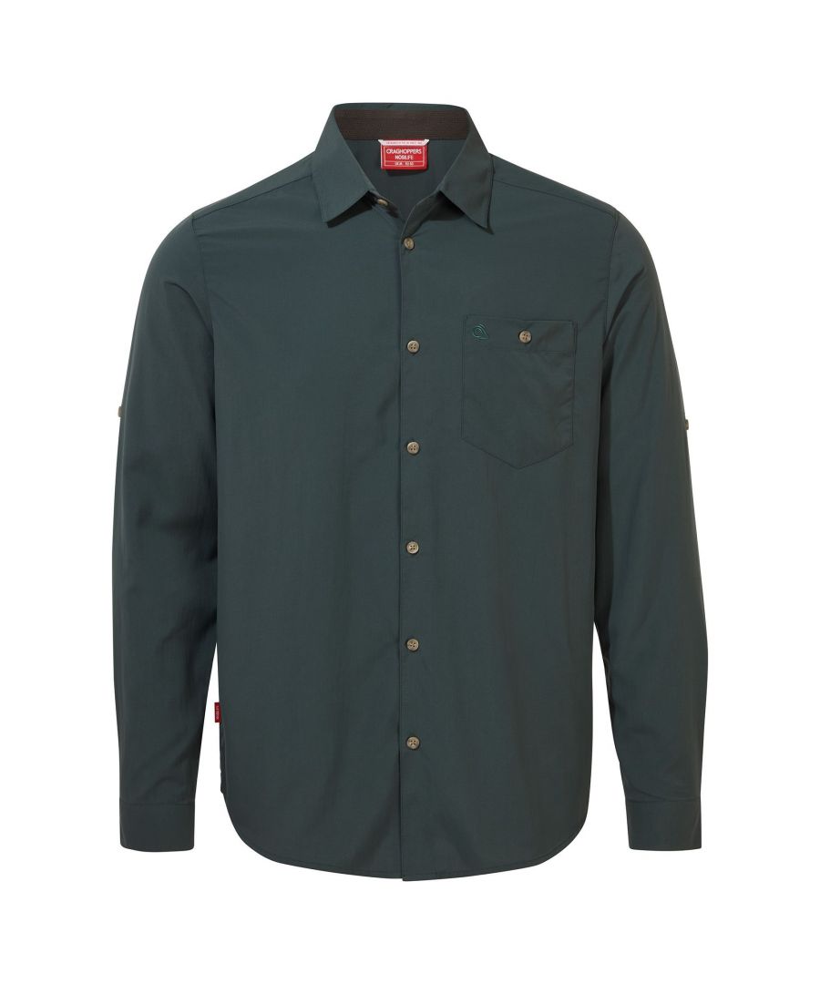 craghoppers mens nosilife nuoro long sleeved shirt (spruce green) - dark green - size 2xl