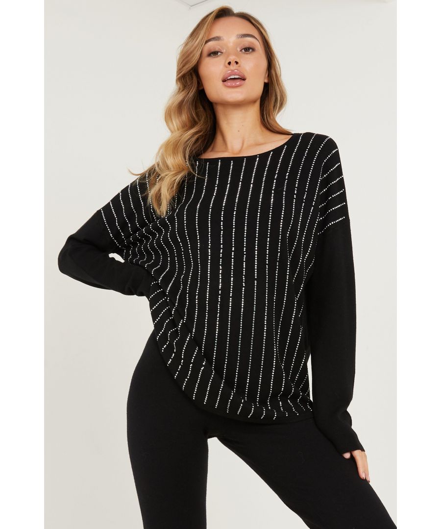 Image for Black Diamante Knitted Jumper