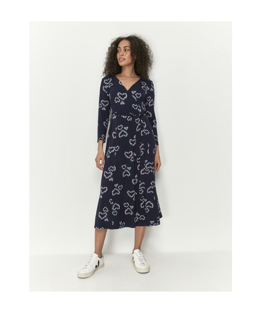 New in from Khost, the perfect day to night dress has landed! Coming in a midi length with a tie wrap design, this dress features a floral heart design, 3/4 length sleeves and a v neckline. Pair with trainers or heeled boots for a stylish transitional look!