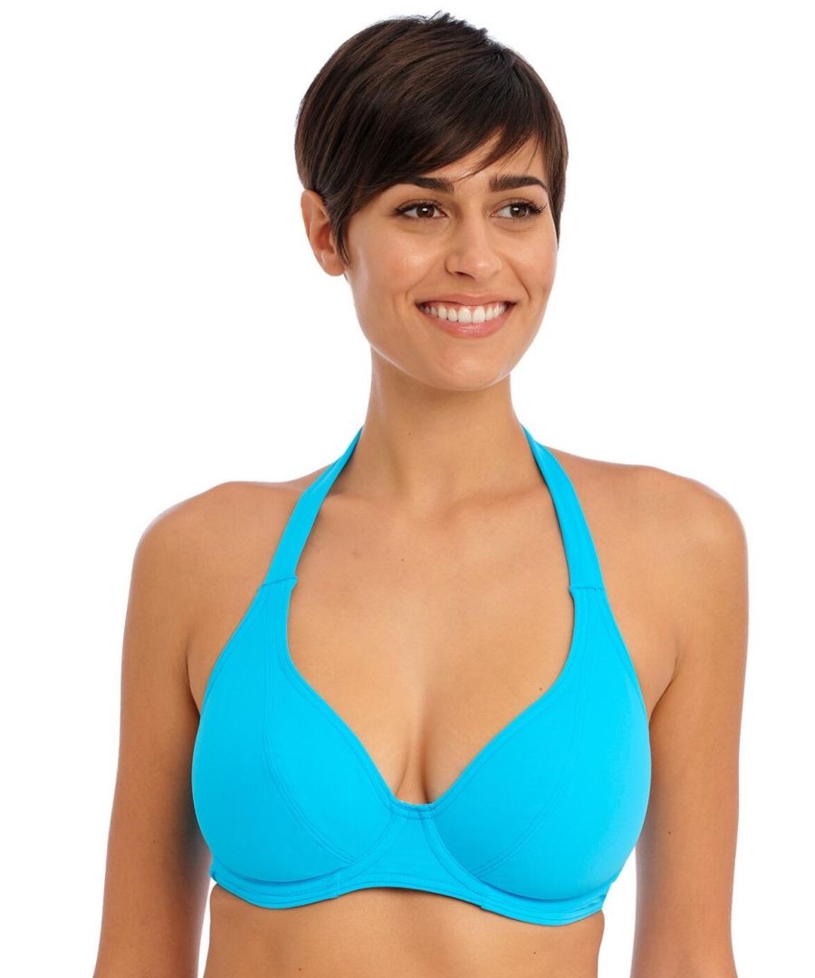 Freya Womens 7232 Jewel Cove Underwired Halterneck Bikini Top - Blue Elastane - Size 32E