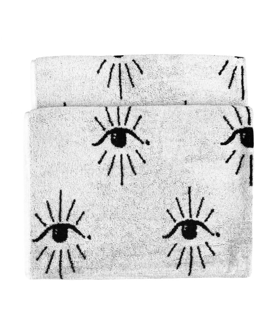 Add instant personality into your bathroom with this bold repetitive design featuring mystical watching eyes. Made out of 100% Turkish cotton, this bath towel is wonderfully soft and also quick drying, making it the perfect addition to your home. This product is certified by OEKO-TEX® showing it has been sustainably made.