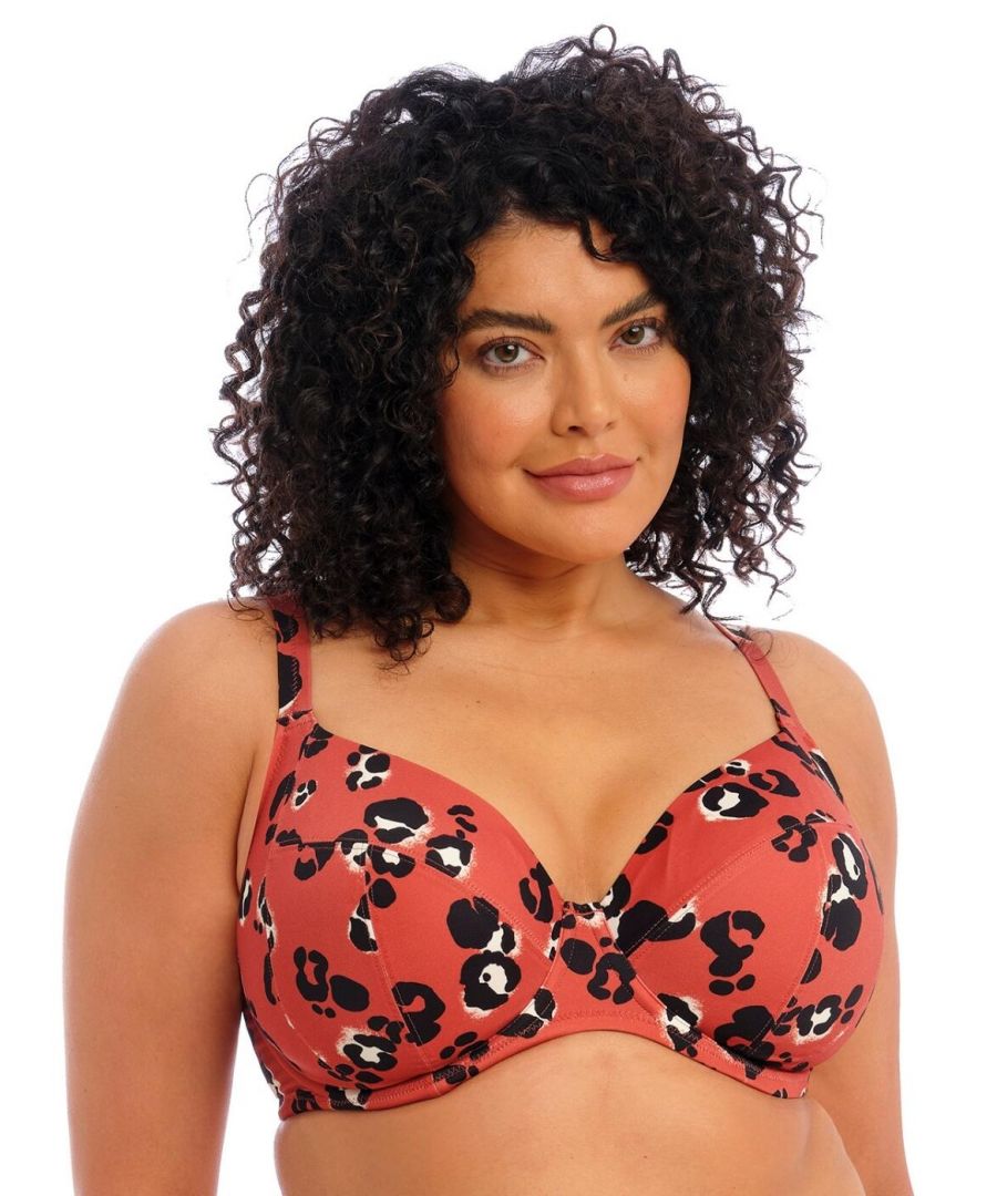 Elomi Womens 800902 Kotiya Plunge Bikini Top - Orange Elastane - Size 40E