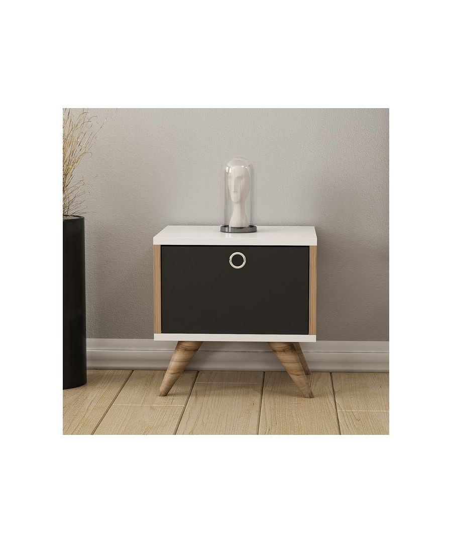 This modern and functional bedside table is the perfect solution to keep your items tidy. Easy-to-clean and easy-to-assemble kit included. Color: Walnut, Black, White | Product Dimensions: W40xD35xH41 cm | Material: Melamine Chipboard | Product Weight: 7 Kg | Supported Weight: 10 Kg | Packaging Weight: W50xD41xH12 cm Kg | Number of Boxes: 1 | Packaging Dimensions: W50xD41xH12 cm.